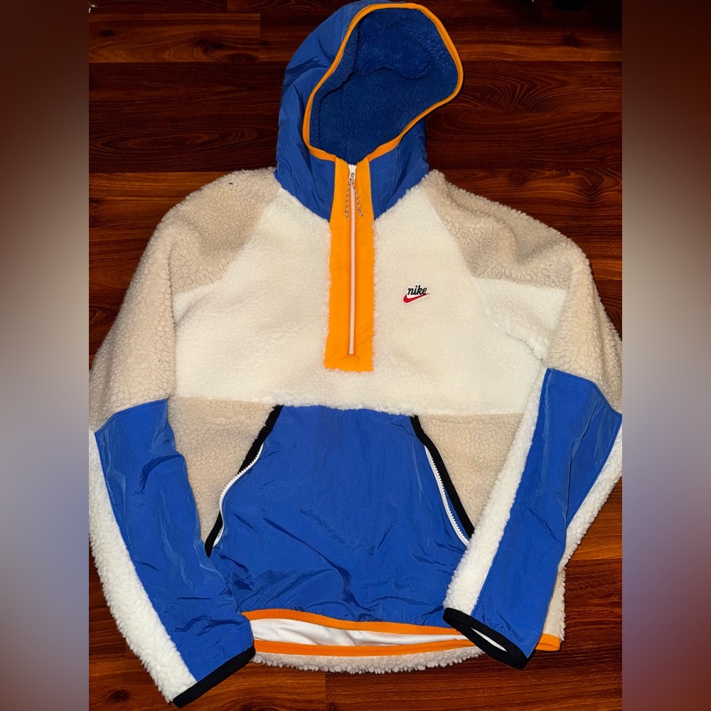 Nike Blue and White Sherpa Pullover